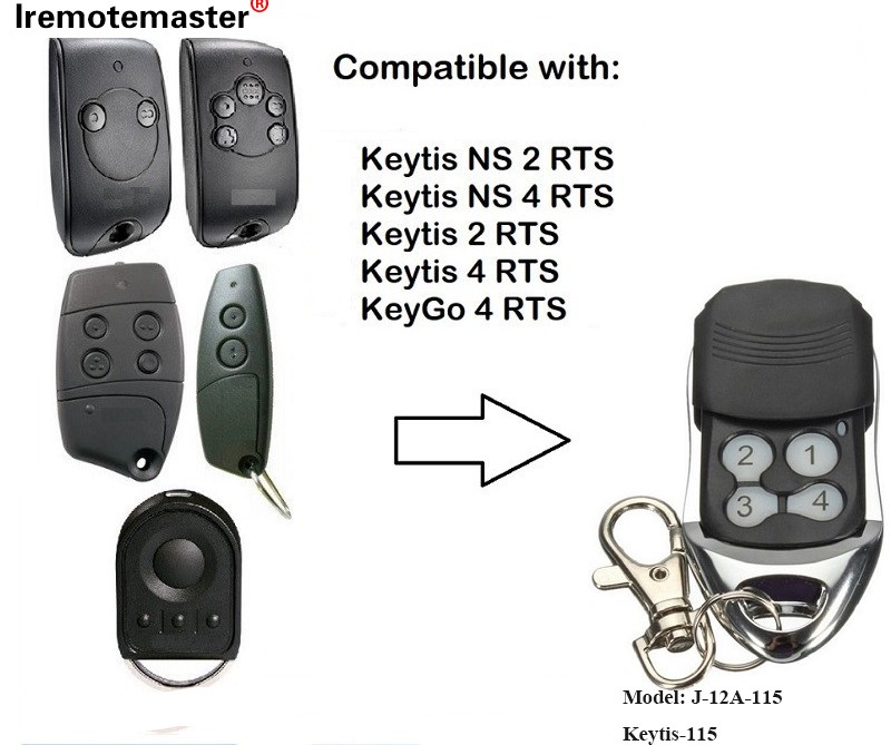 Per a Keytis NS 2 RTS Keytis NS 4 RTS Comandament a distància per a porta de garatge 433,42 MHz